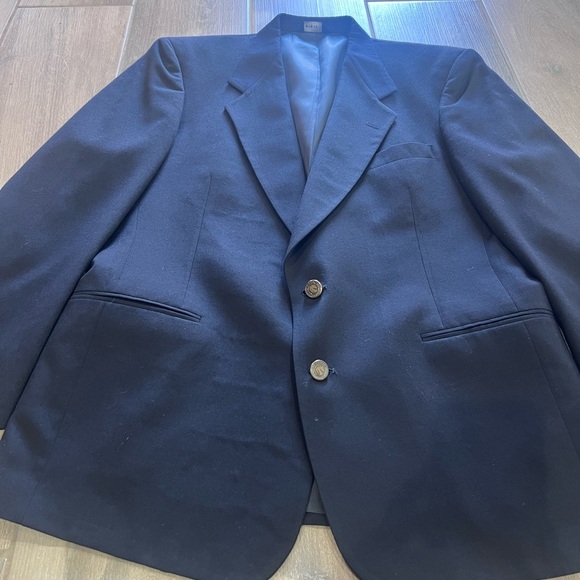 Vtg Men’s Pierre Cardin 100% Wool Dark Blue Single Breasted Blazer 42/44 R - Picture 2 of 12